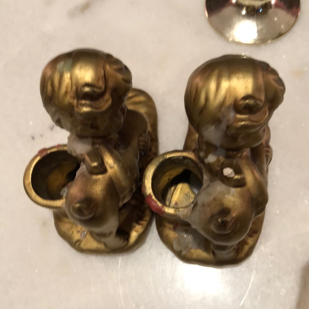 CHRISTMAS GOLD CHERUB/CANDLE DECORATIONS • BUNDLE OF 7 ITEMS • VINTAGE • BONUS - Picture 5 of 10